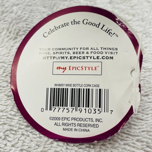 NWT Wine Bottle Cork Cage, Epic Brand, Metal, Glass Beads, 14" T x 4 1/4" D - Picture 13 of 15